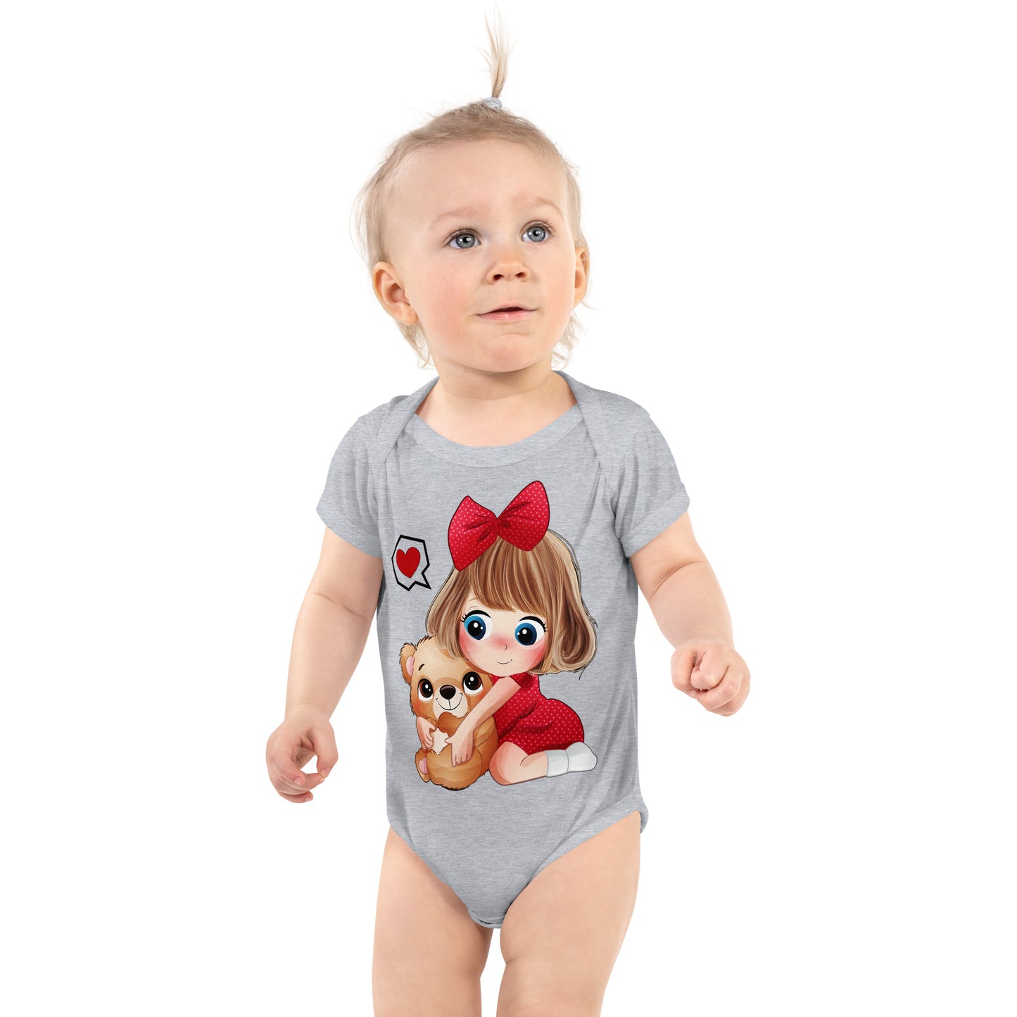 Lovely Girl Hugging Cute Bear Bodysuit, No. 0051