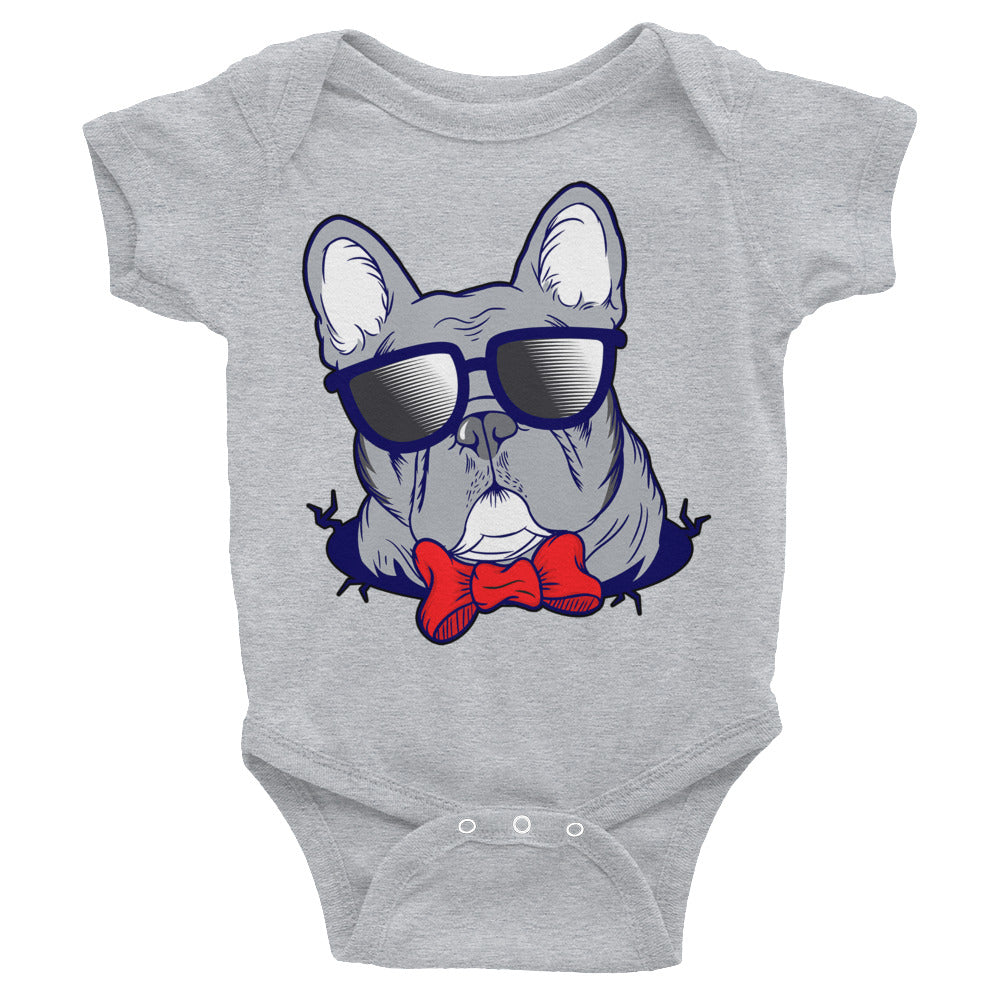 Cool French Bulldog Dog with Glasses Bodysuit, No. 0579