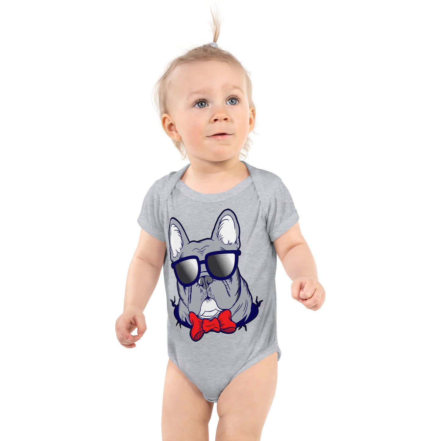 Cool French Bulldog Dog with Glasses Bodysuit, No. 0579