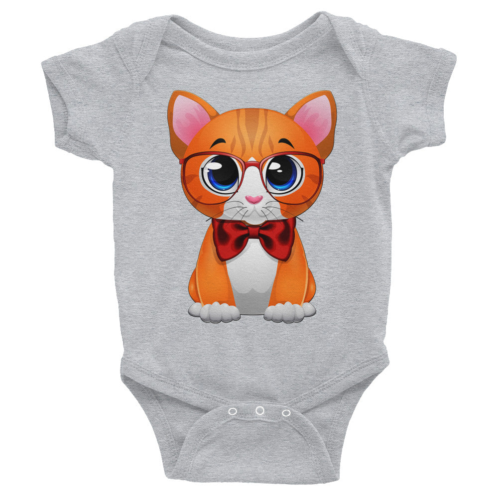 Cute Cat Wearing Red Bow Bodysuit, No. 0162
