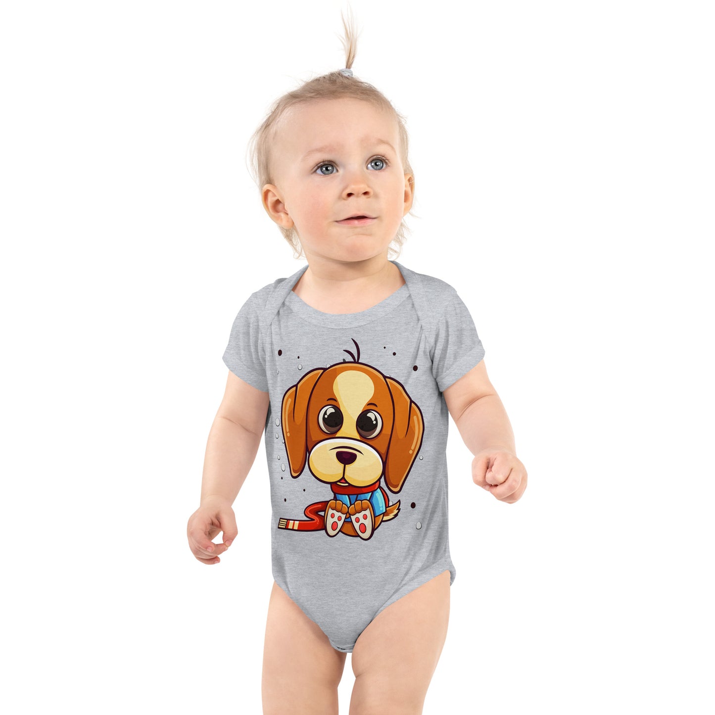 Cute Puppy Dog Wearing Winter Outfits Bodysuit, No. 0372