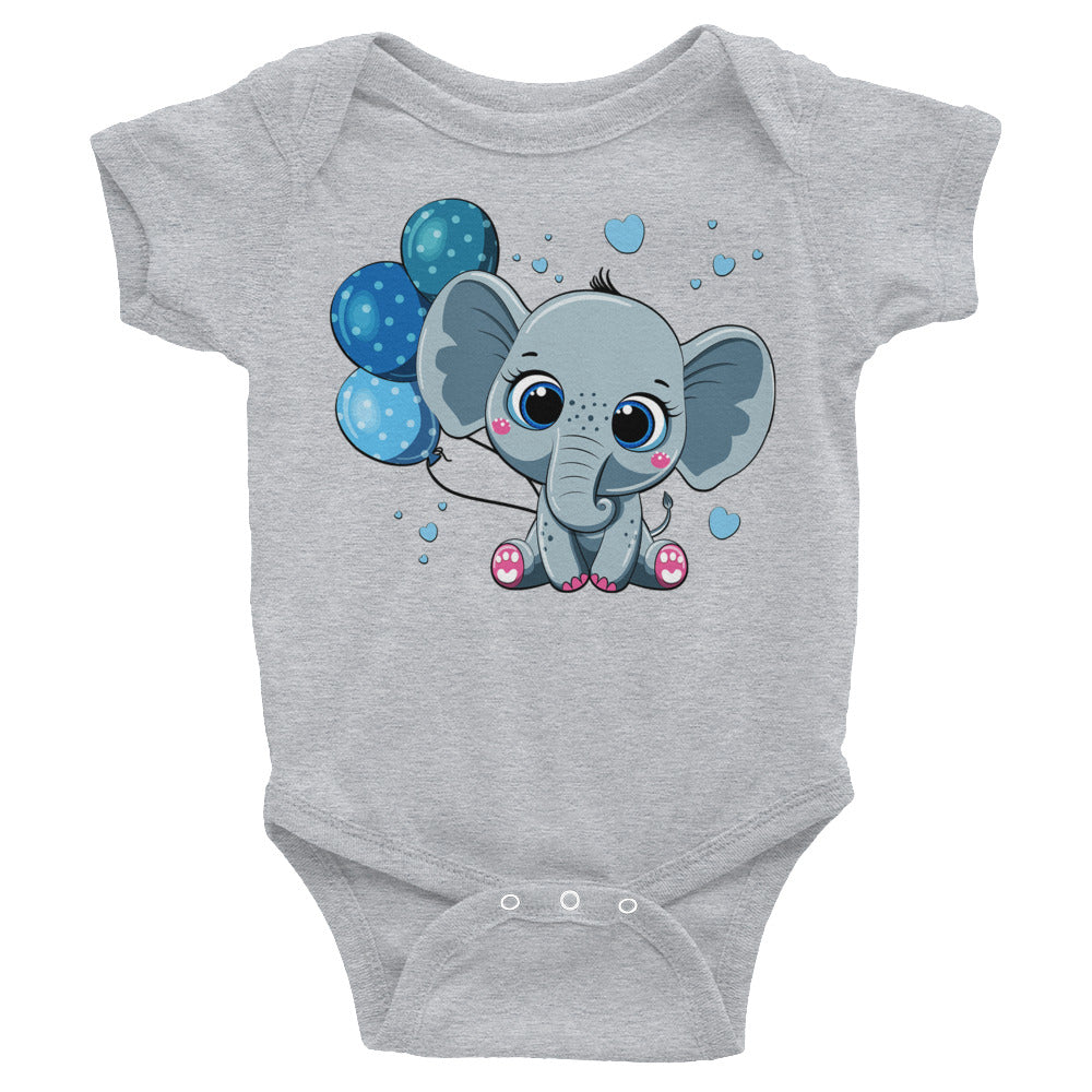 Cute Baby Elephant with Balloon Bodysuit, No. 0086
