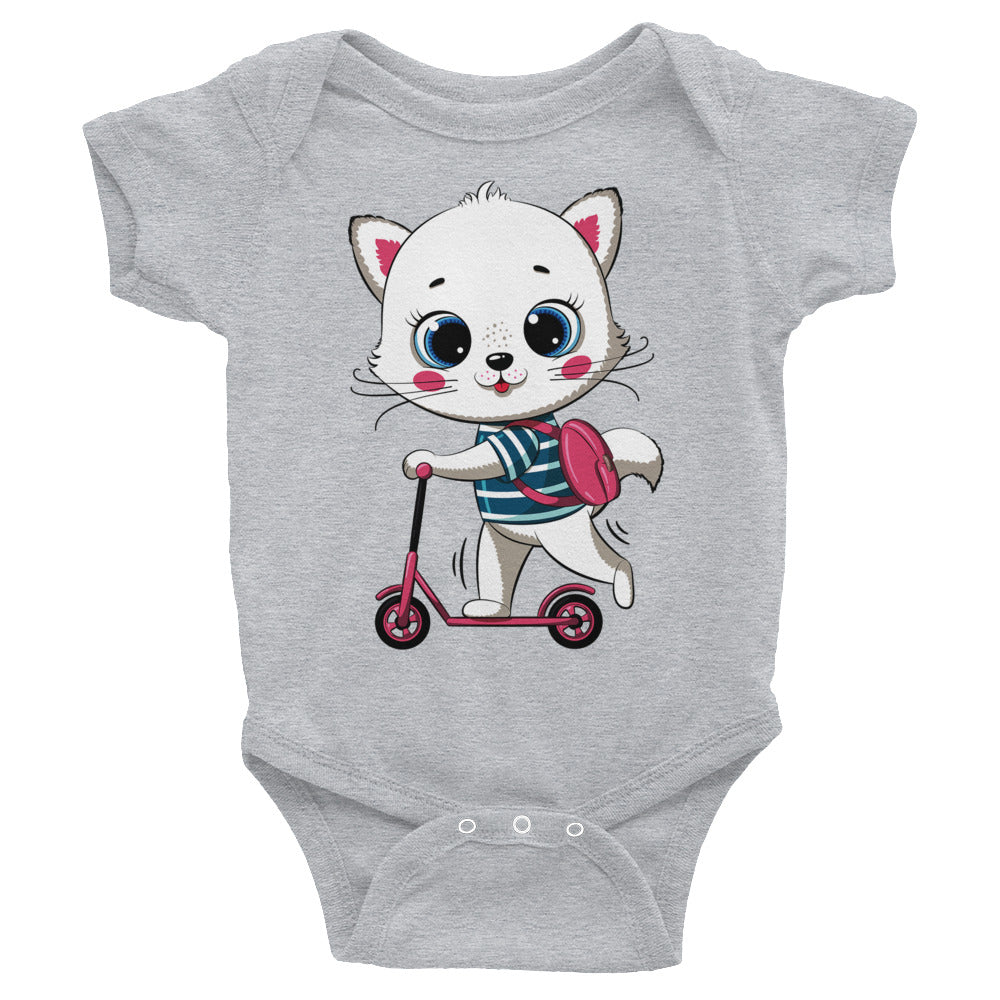 Cute Cat with Scooter Bodysuit, No. 0285