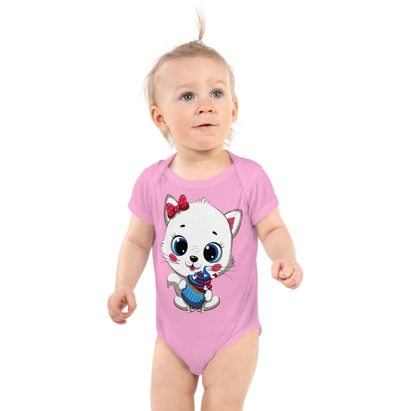 Cute Baby Cat Eating Cupcake Bodysuit, No. 0267