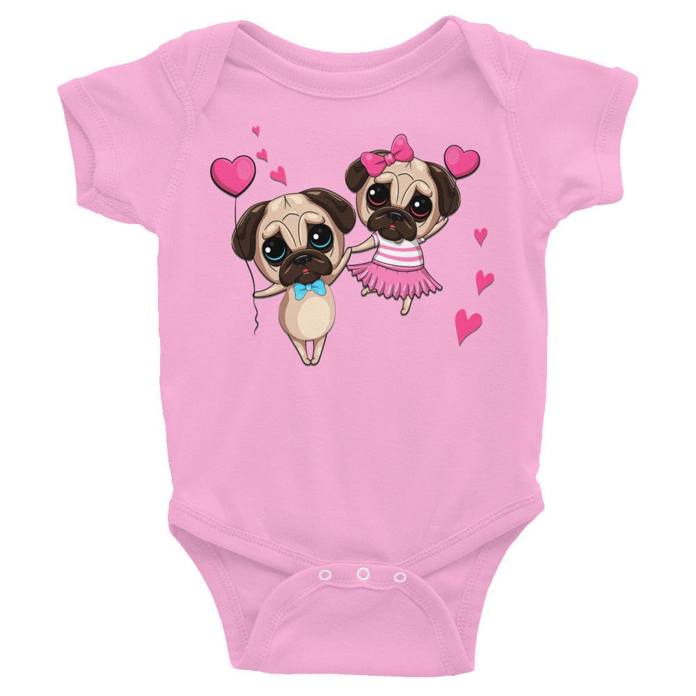 Couple Pug Dogs in Love Bodysuit, No. 0262