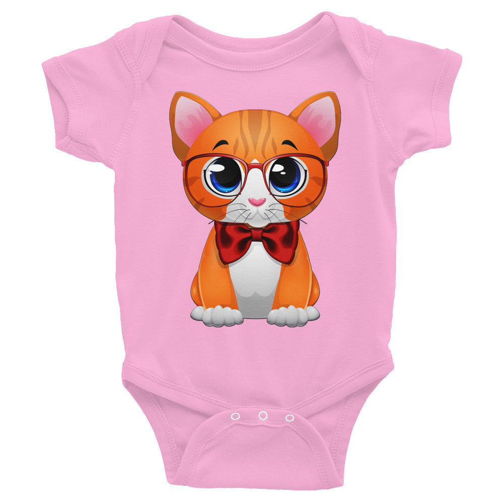 Cute Cat Wearing Red Bow Bodysuit, No. 0162
