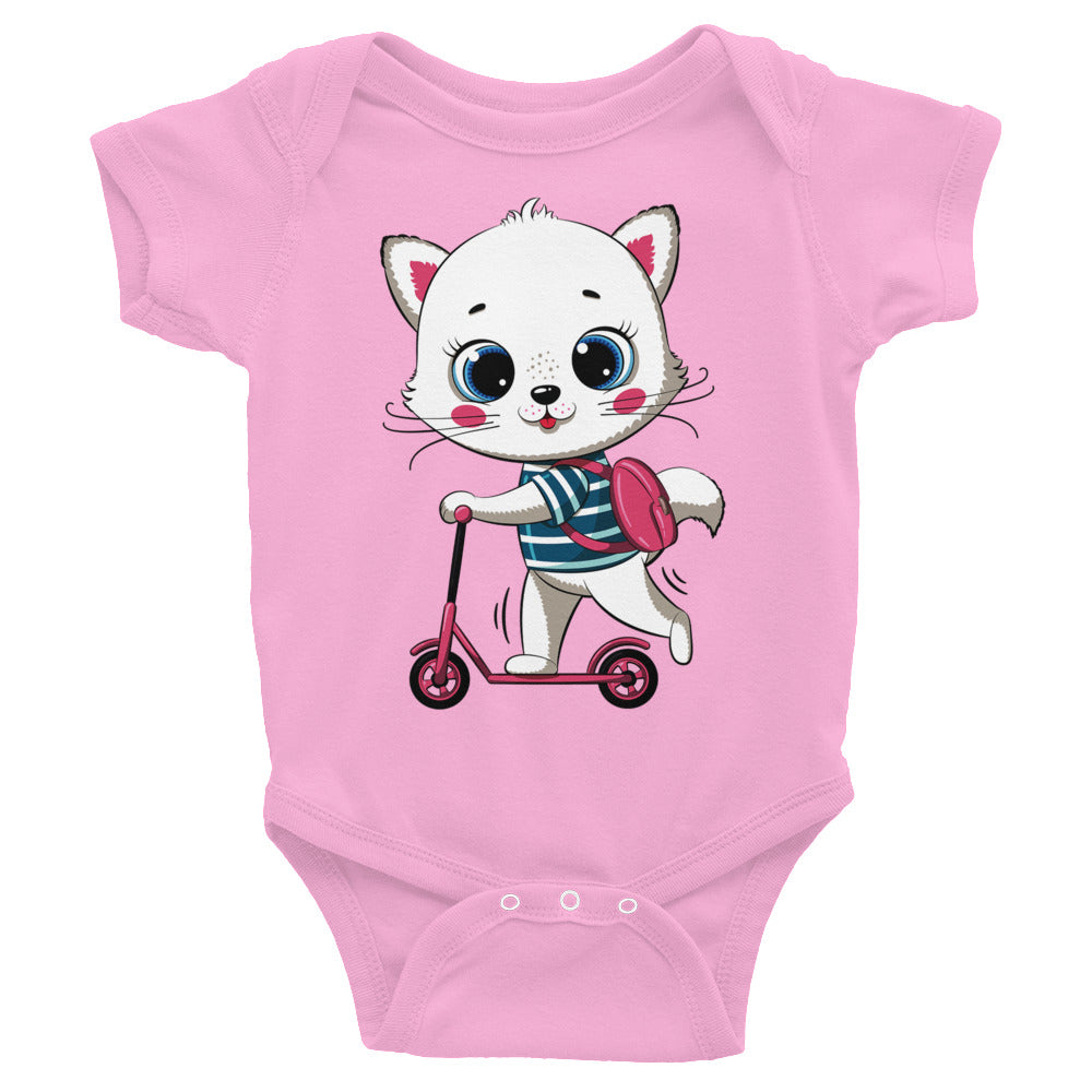 Cute Cat with Scooter Bodysuit, No. 0285