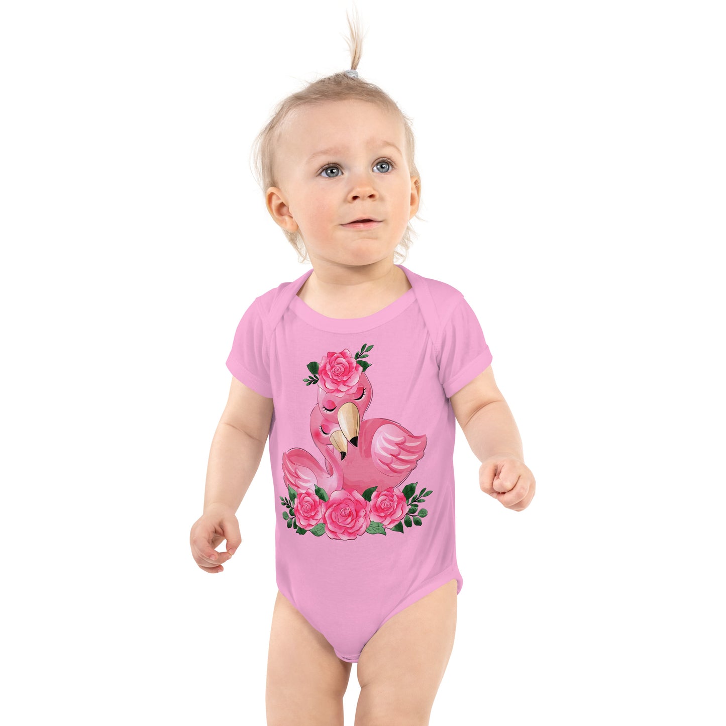 Cute Flamingo Mom and Baby Bodysuit, No. 0080
