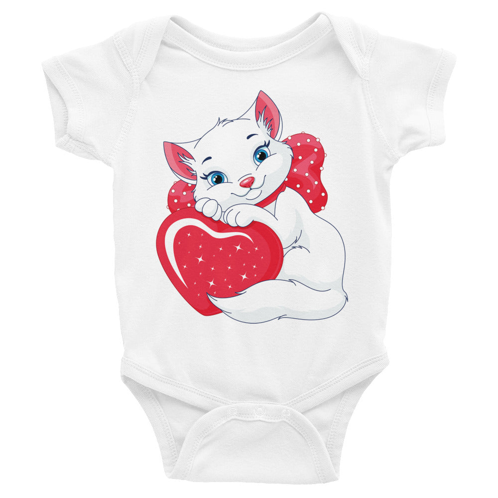 Lovely Cat with Heart Bodysuit, No. 0538