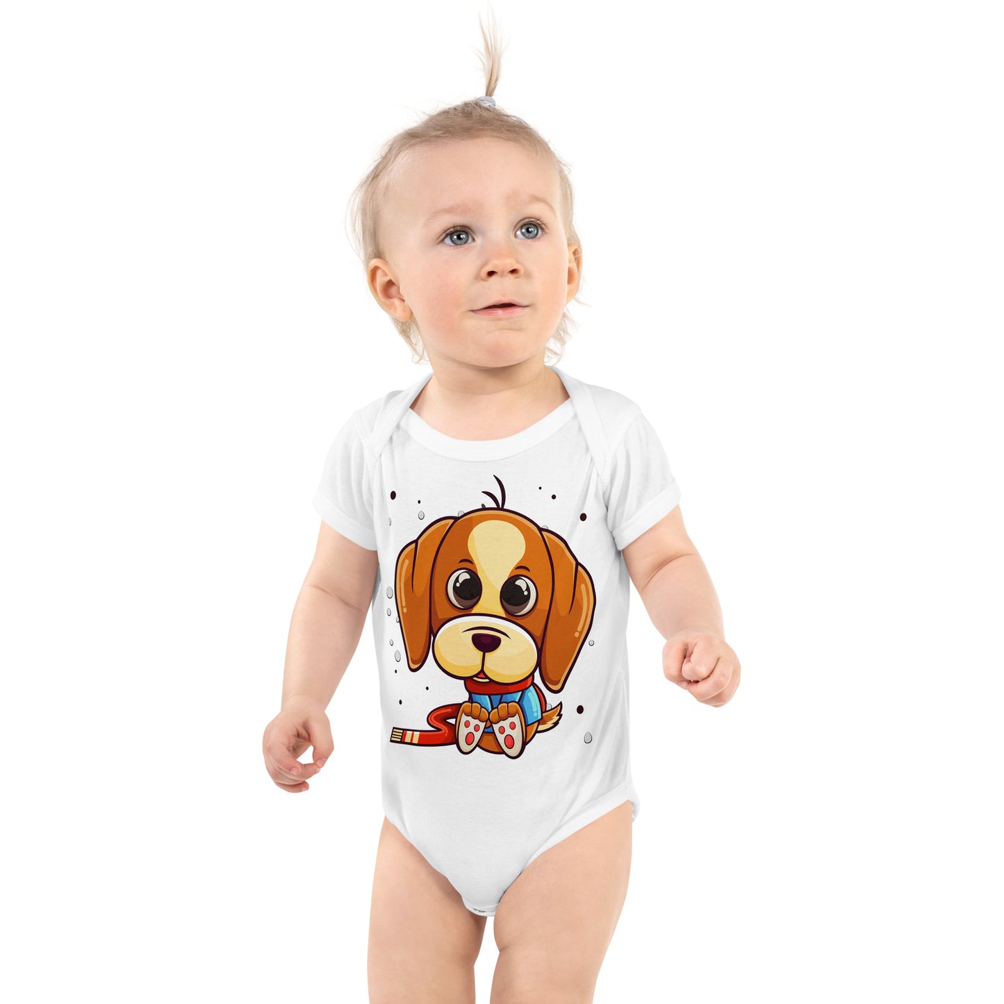 Cute Puppy Dog Wearing Winter Outfits Bodysuit, No. 0372