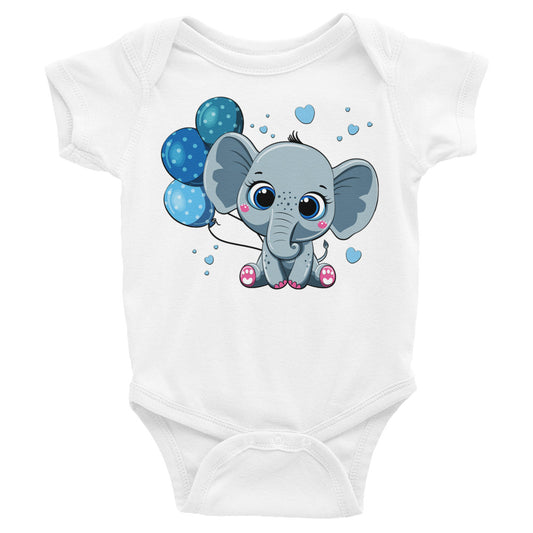 Cute Baby Elephant with Balloon Bodysuit, No. 0086