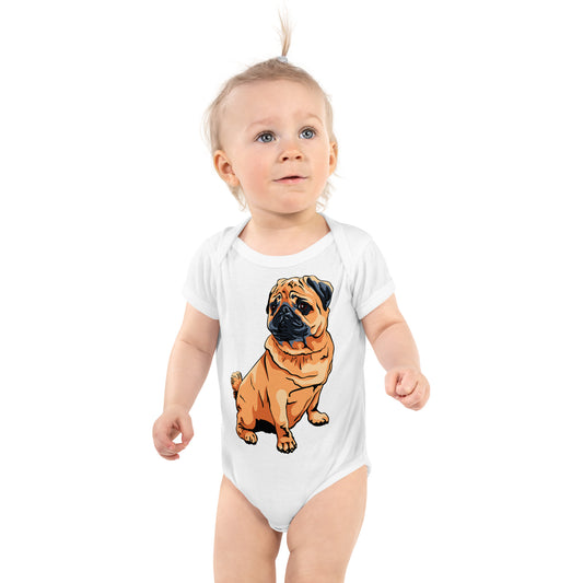 Cute Pug dog Bodysuit, No. 0221