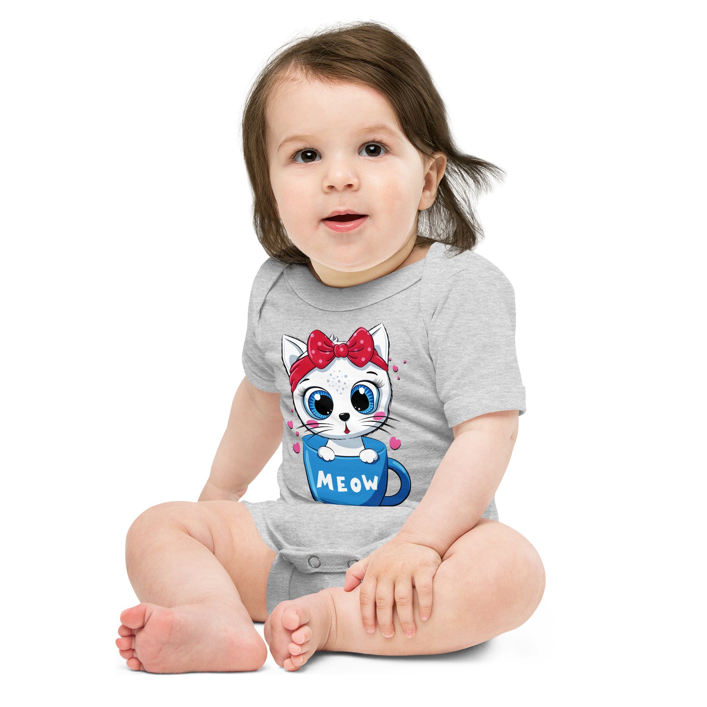 Cute Baby Cat Sitting in Cup Bodysuit, No. 0269