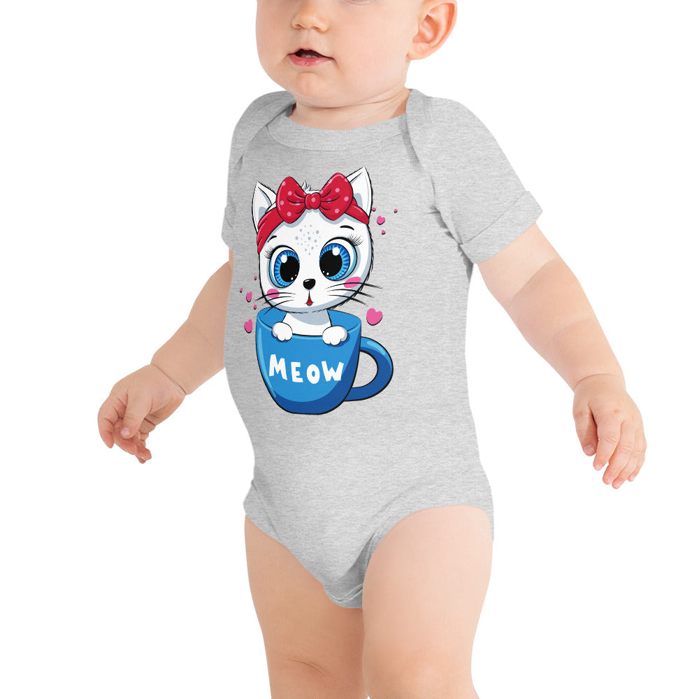 Cute Baby Cat Sitting in Cup Bodysuit, No. 0269