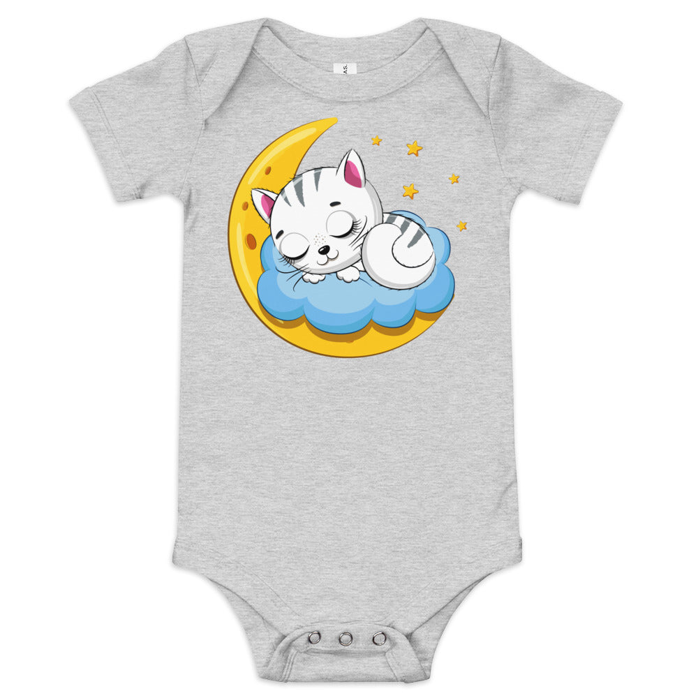 Cute Baby Cat Sleeping on the Clouds Bodysuit, No. 0271