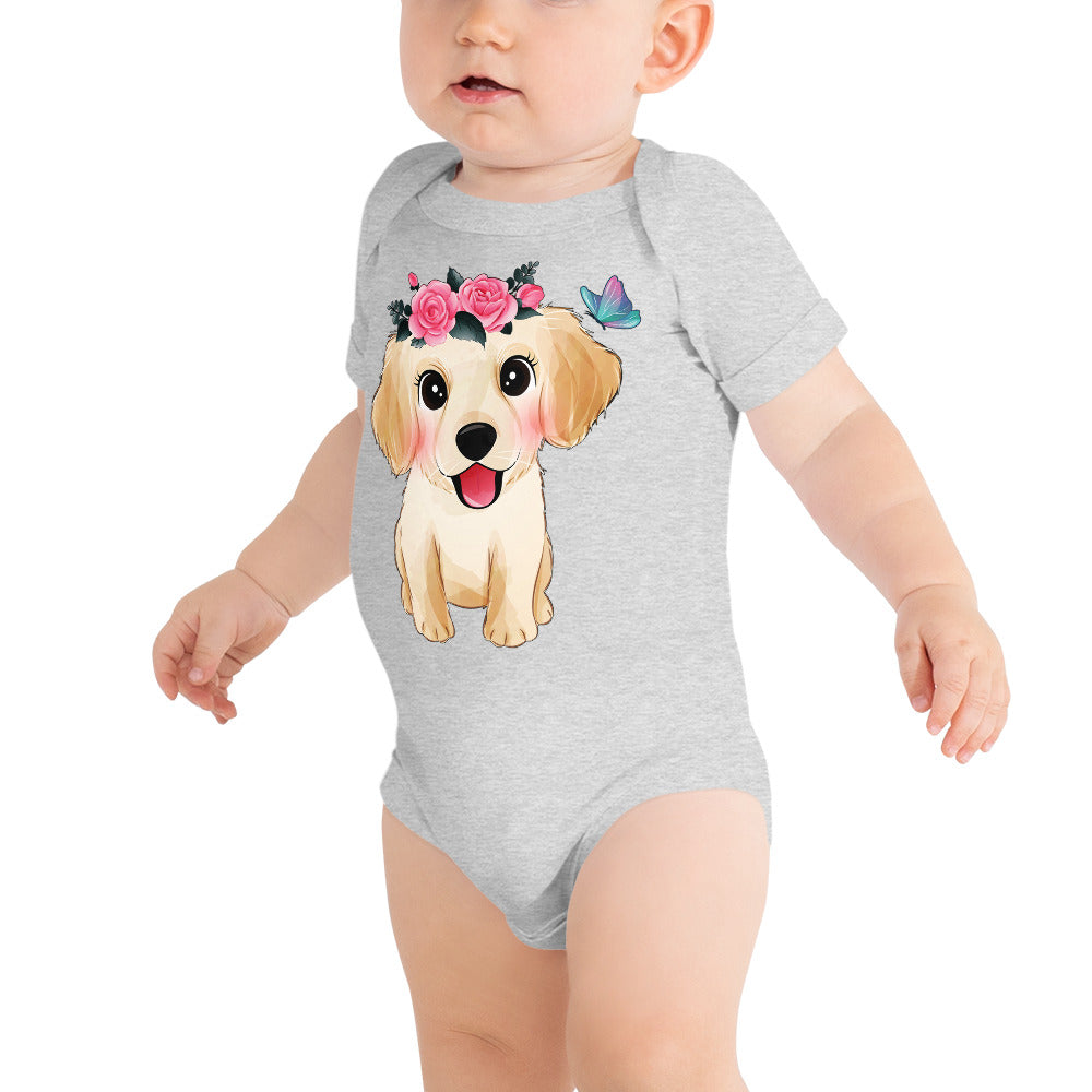 Cute Little Golden Retriever Dog Bodysuit, No. 0359