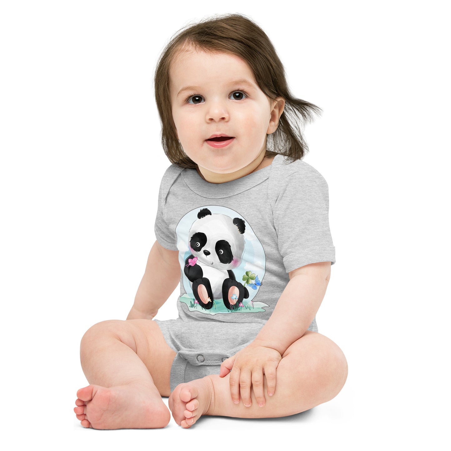 Cute Panda with Butterflies Bodysuit, No. 0069