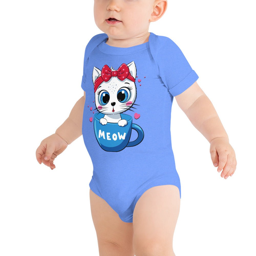 Cute Baby Cat Sitting in Cup Bodysuit, No. 0269