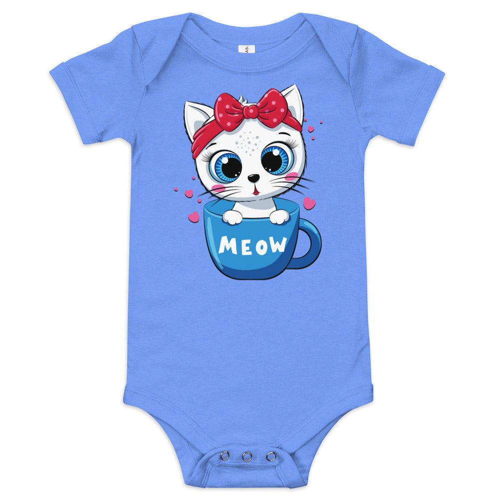 Cute Baby Cat Sitting in Cup Bodysuit, No. 0269