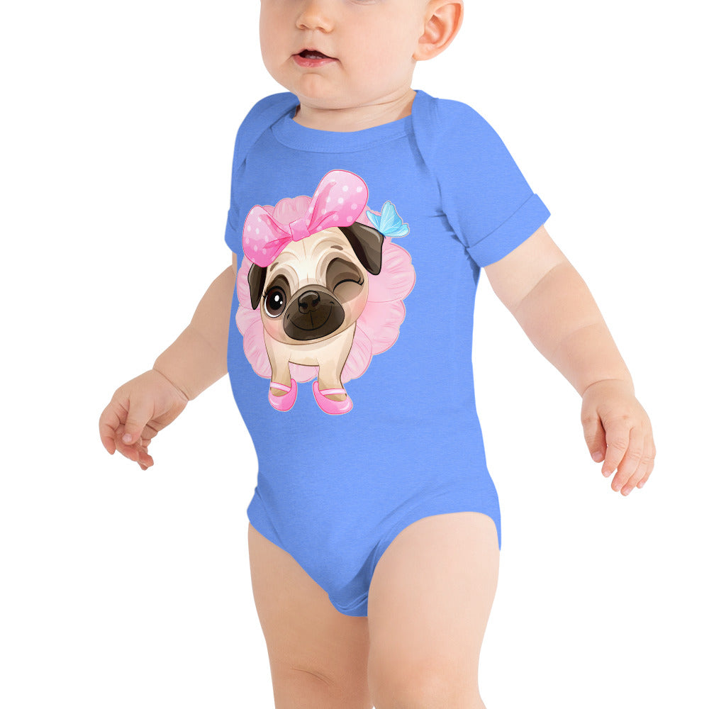 Funny Pug Puppy Dog Ballerina Bodysuit, No. 0440