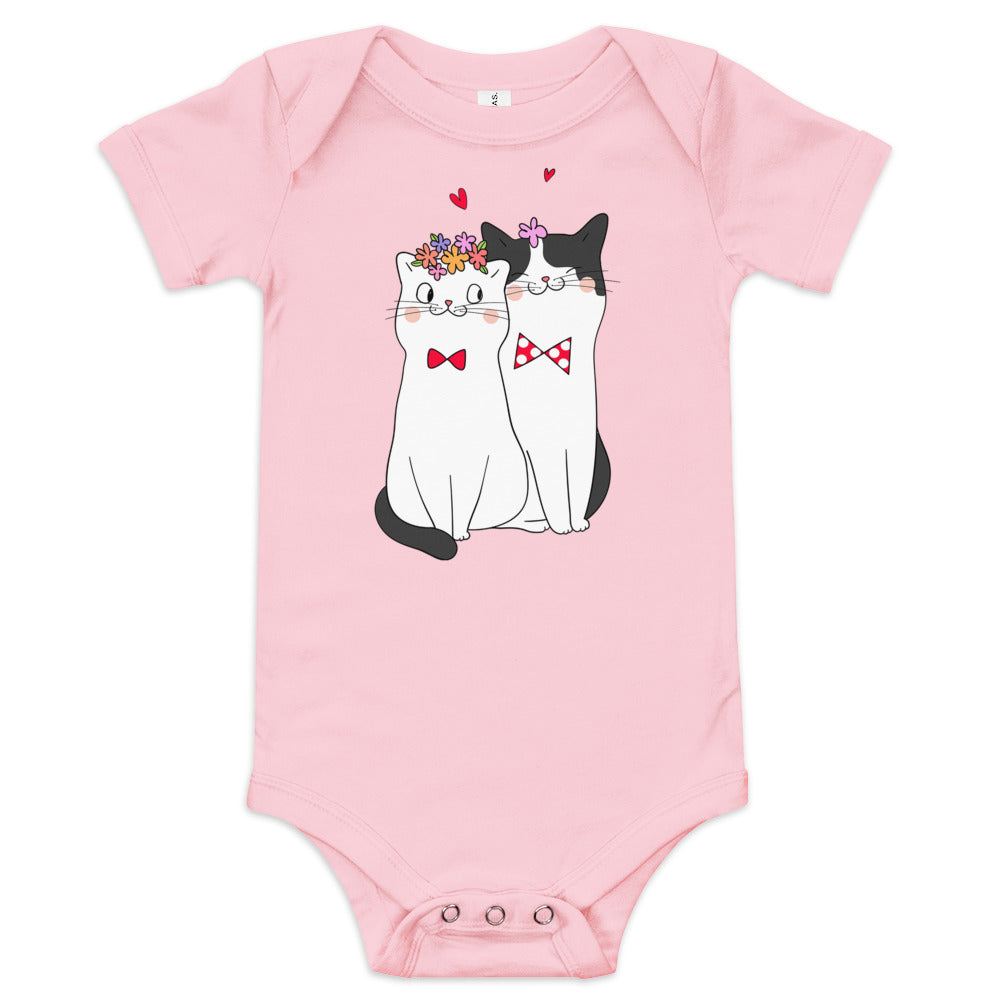 Cute Couple Cats in Love Bodysuit, No. 0187