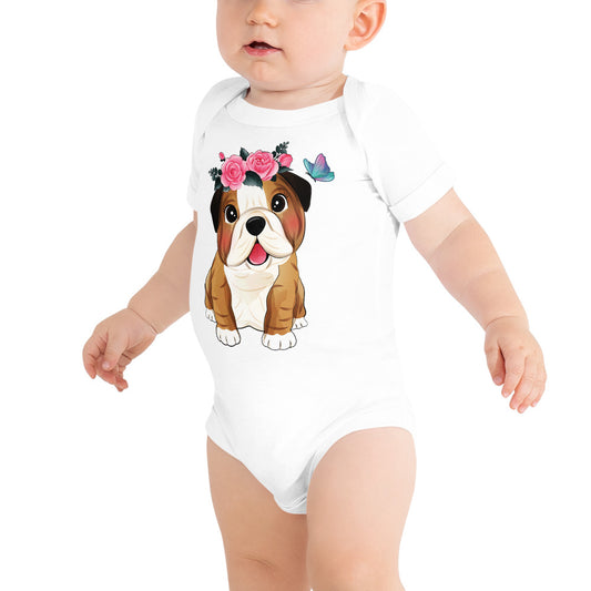 Cute Little Bulldog Dog Bodysuit, No. 0352