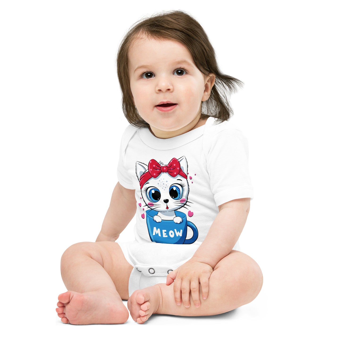 Cute Baby Cat Sitting in Cup Bodysuit, No. 0269