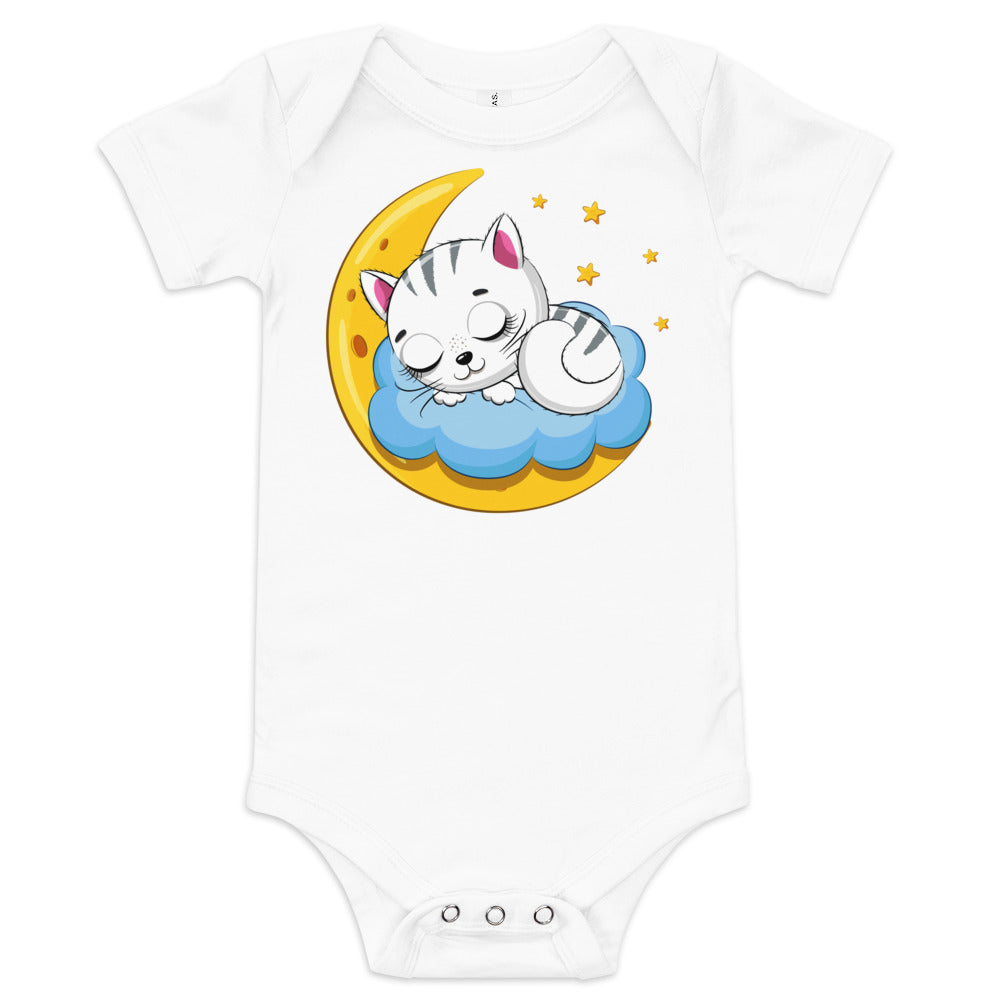 Cute Baby Cat Sleeping on the Clouds Bodysuit, No. 0271