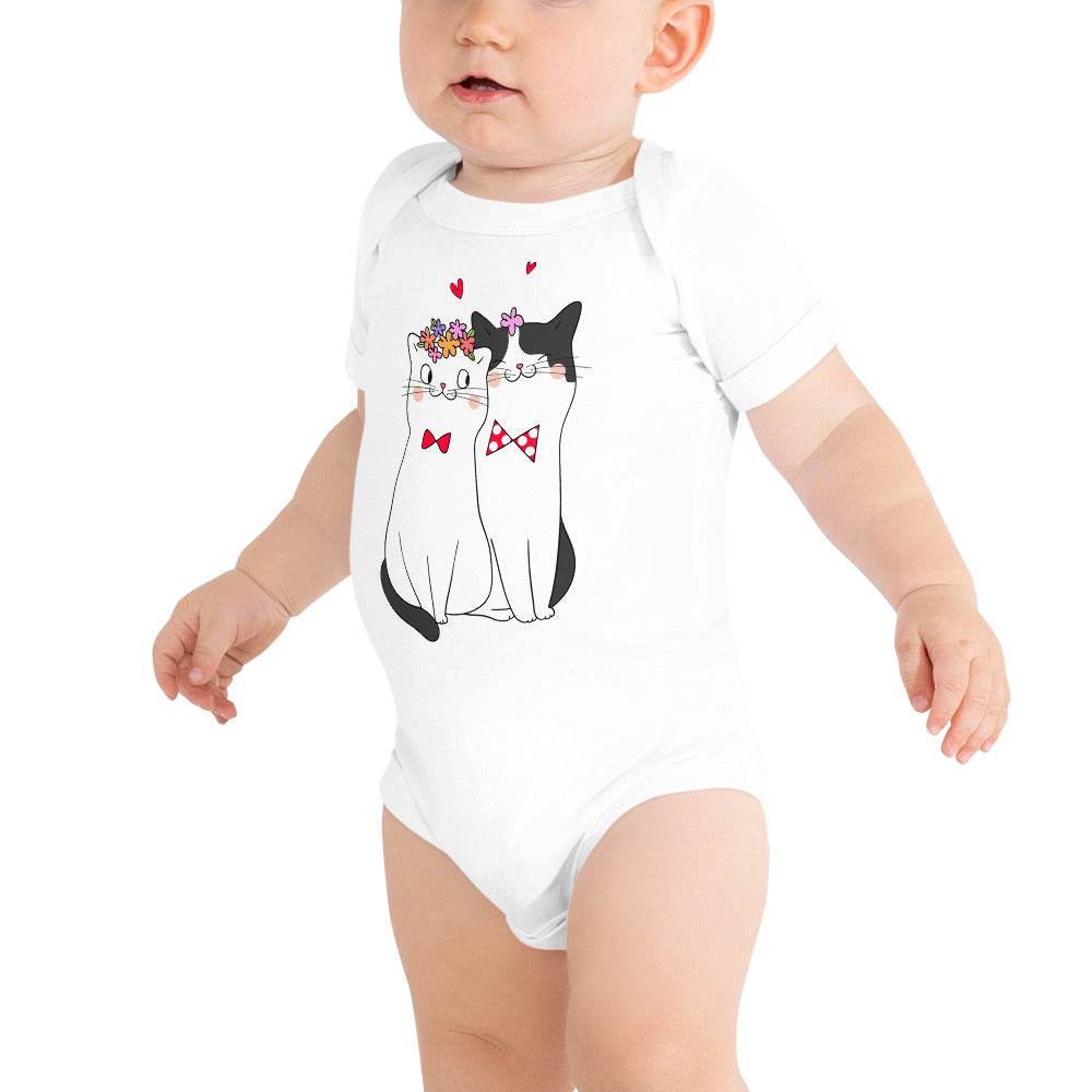 Cute Couple Cats in Love Bodysuit, No. 0187