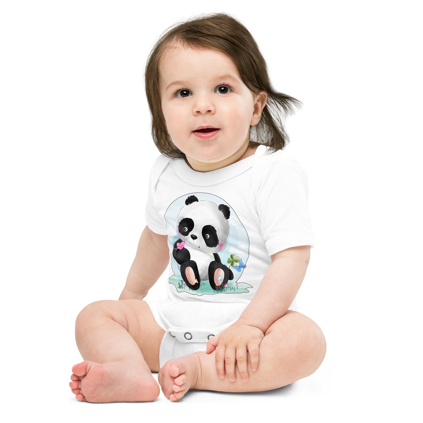 Cute Panda with Butterflies Bodysuit, No. 0069