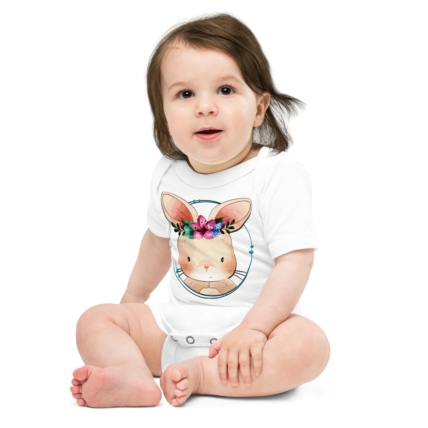 Little Bunny with Floral Bodysuit, No. 0074