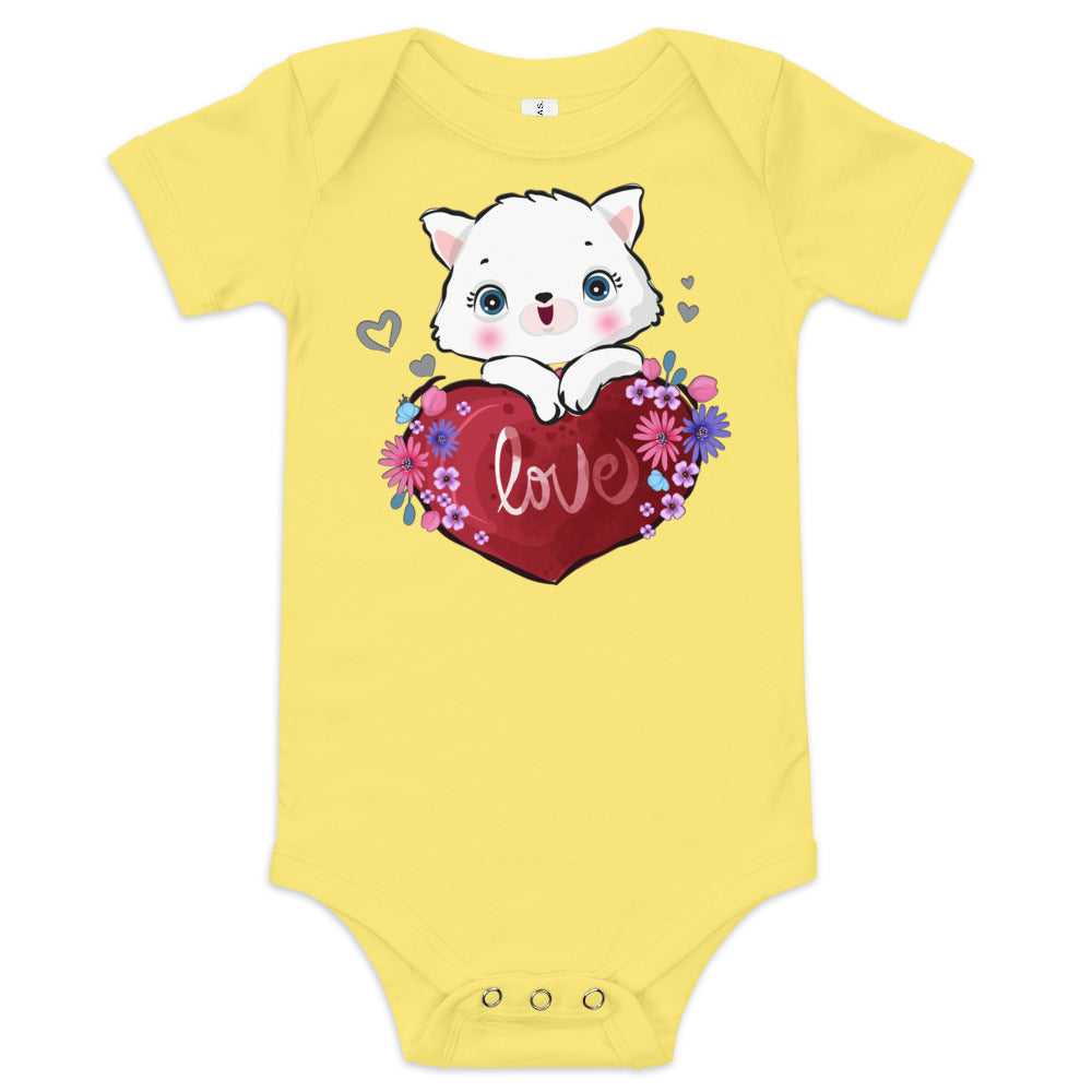 Cute Kitty Cat in Love Bodysuit, No. 0316