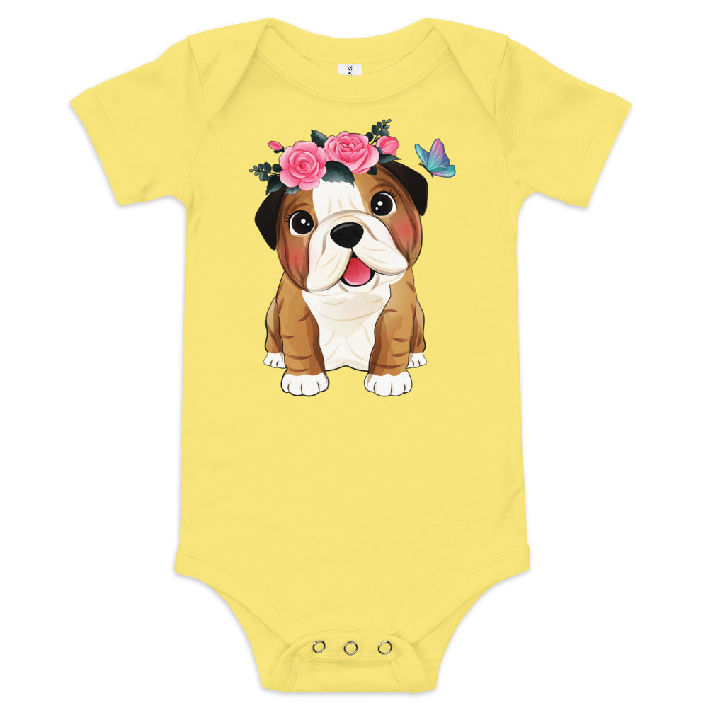 Cute Little Bulldog Dog Bodysuit, No. 0352