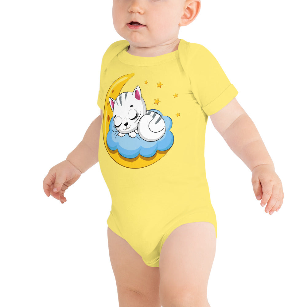 Cute Baby Cat Sleeping on the Clouds Bodysuit, No. 0271