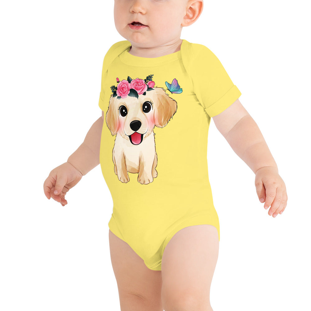 Cute Little Golden Retriever Dog Bodysuit, No. 0359