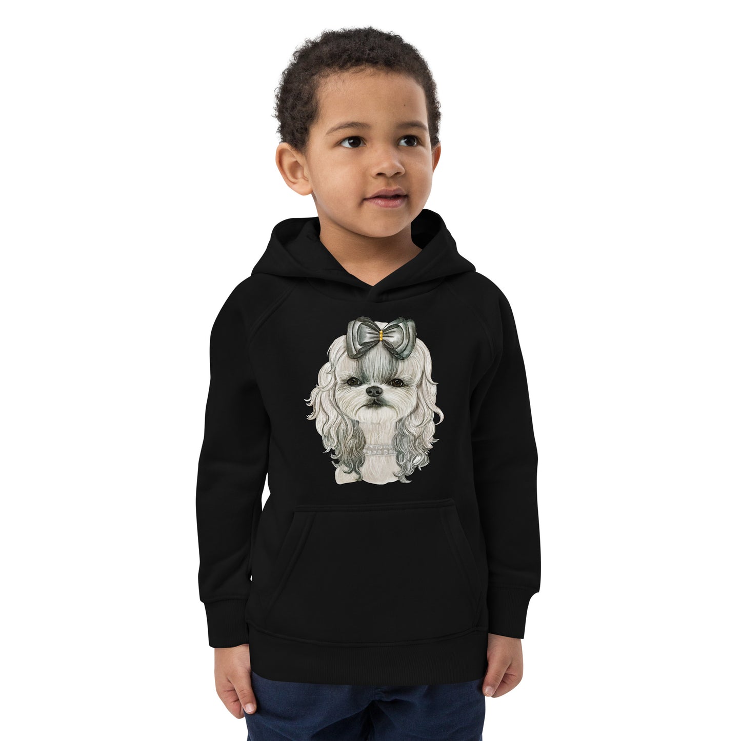 Adorable Dog with White Hair Ribbon Hoodie, No. 0567