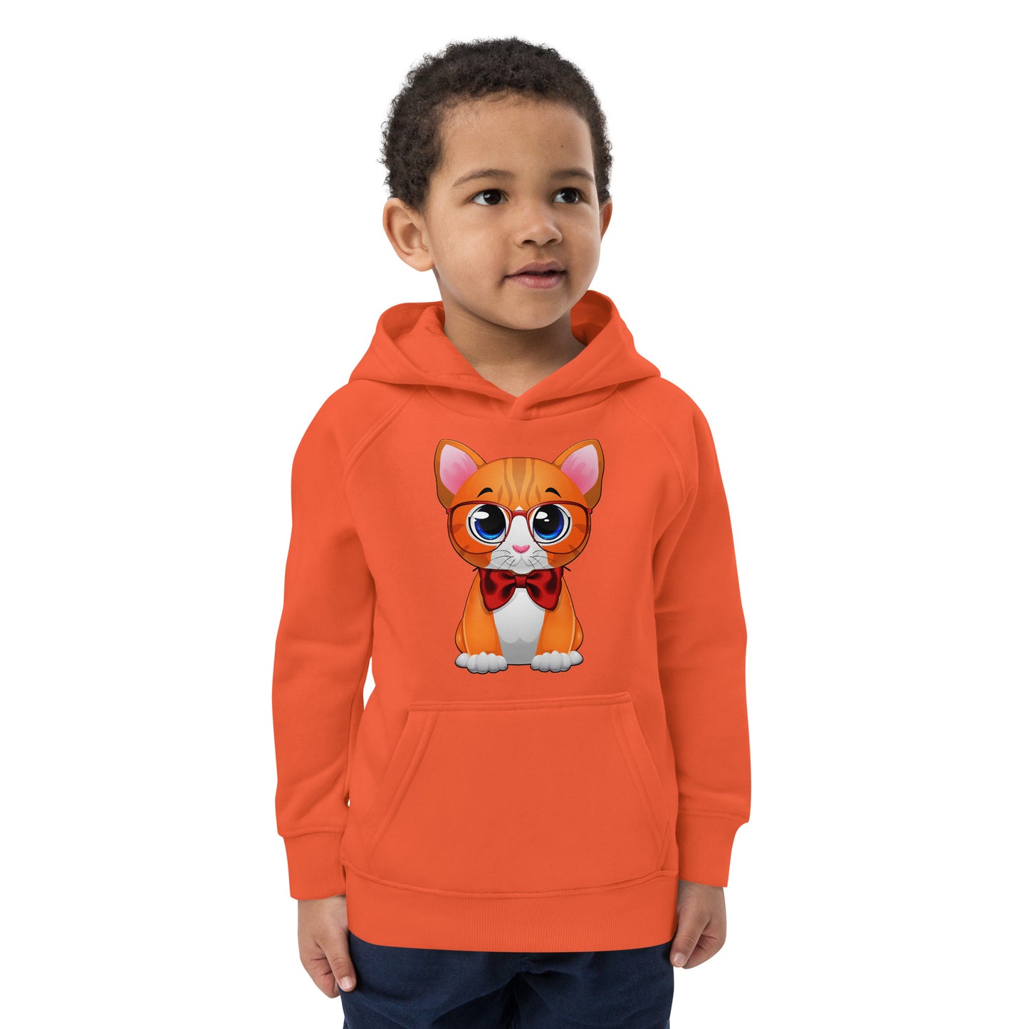 Cute Cat Wearing Red Bow Hoodie, No. 0162