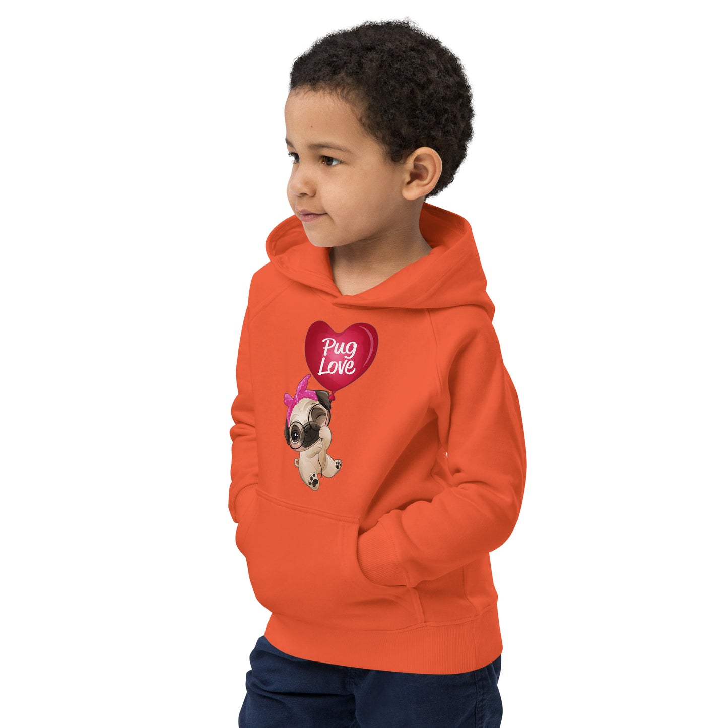 Puppy Pug Dog Flying with Balloon Hoodie, No. 0490
