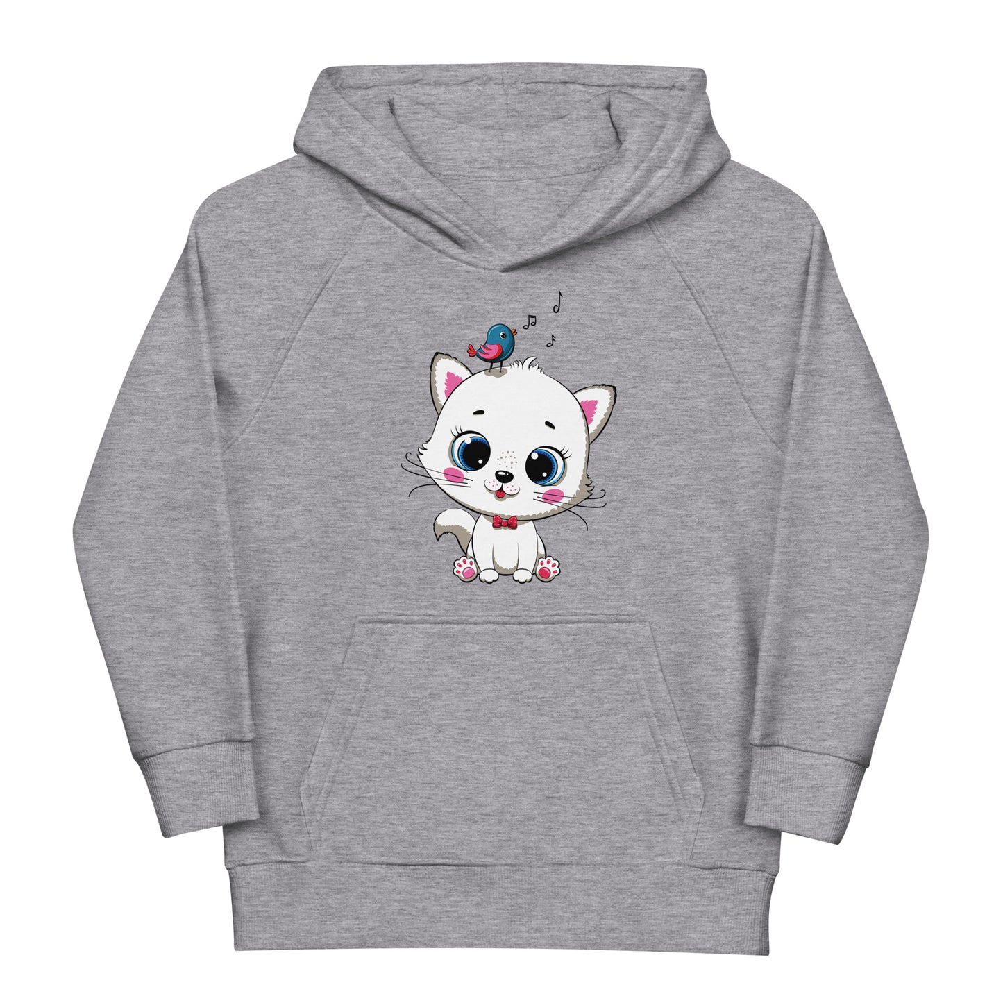 Cute Cat with Singing Bird Hoodie, No. 0286