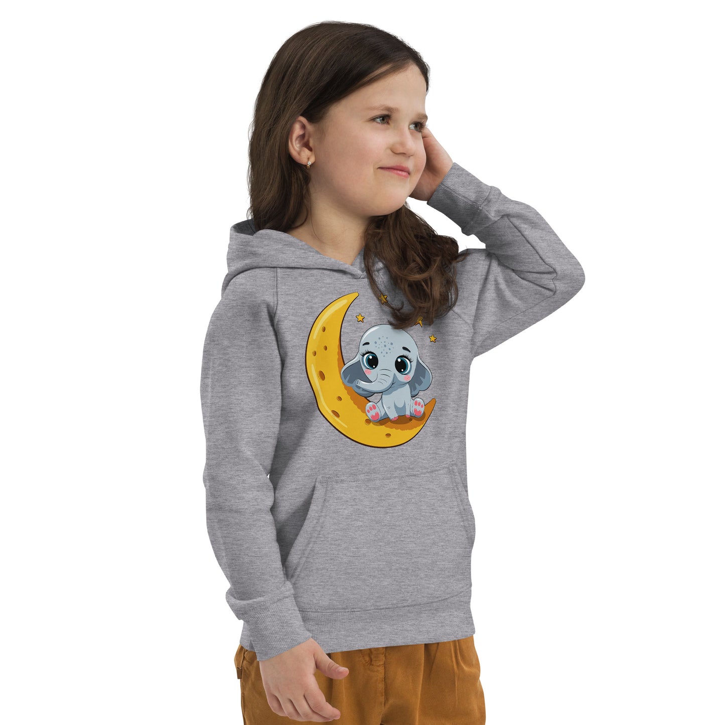 Cute Baby Elephant Sitting on the Moon Hoodie, No. 0085