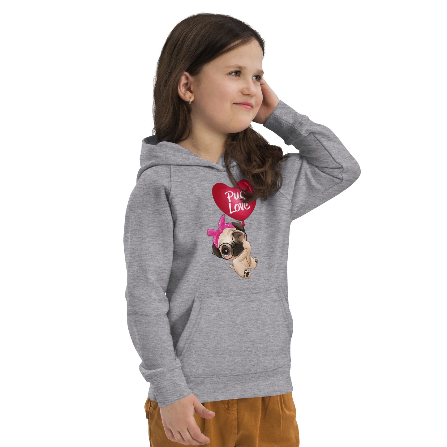 Puppy Pug Dog Flying with Balloon Hoodie, No. 0490