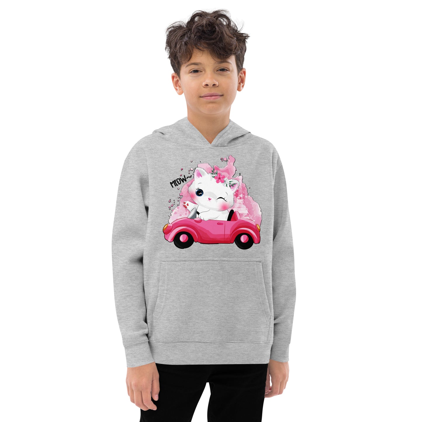 Cute Kitty Cat Riding Car Hoodie, No. 0323