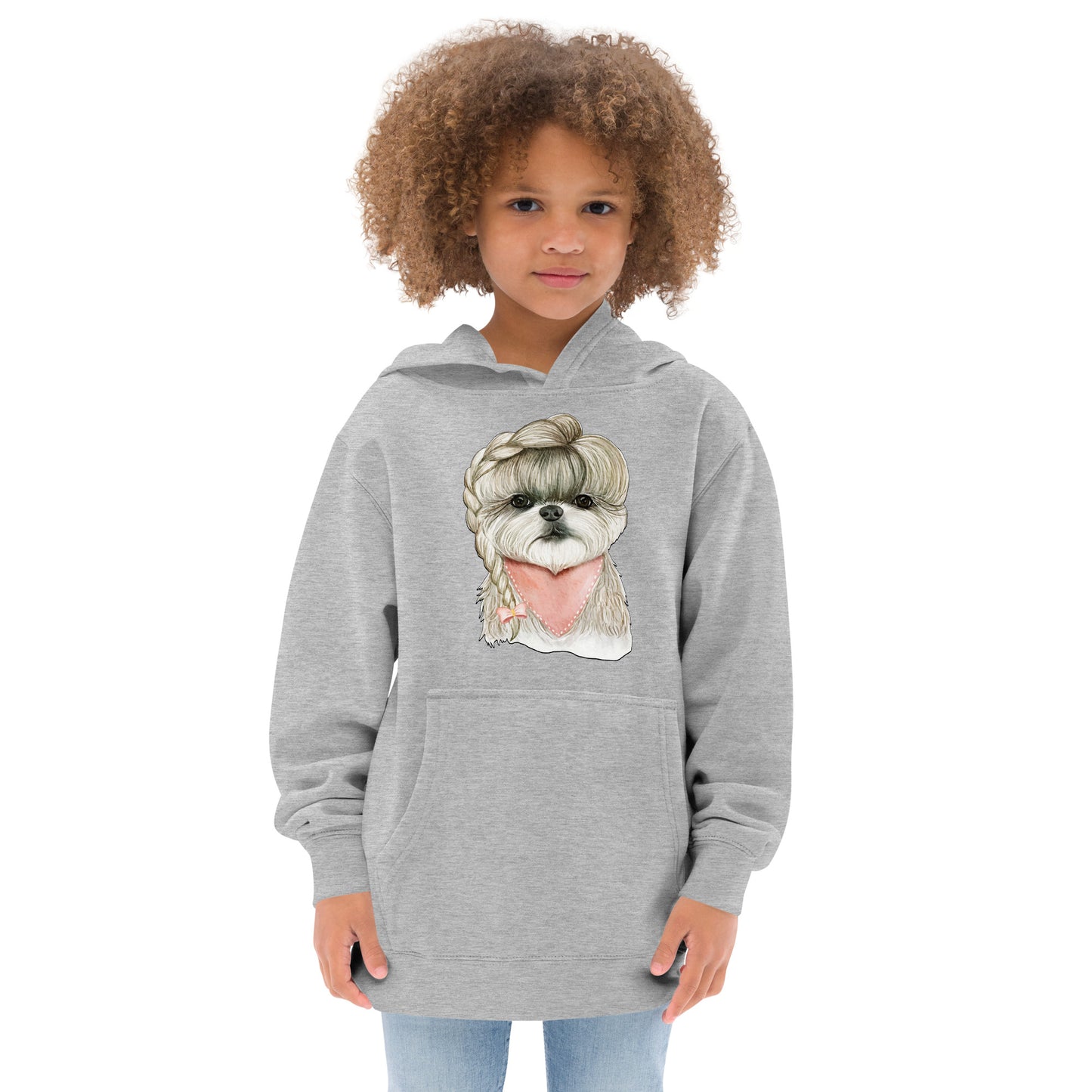 Adorable Dog with Hair Braids Ribbon Hoodie, No. 0564