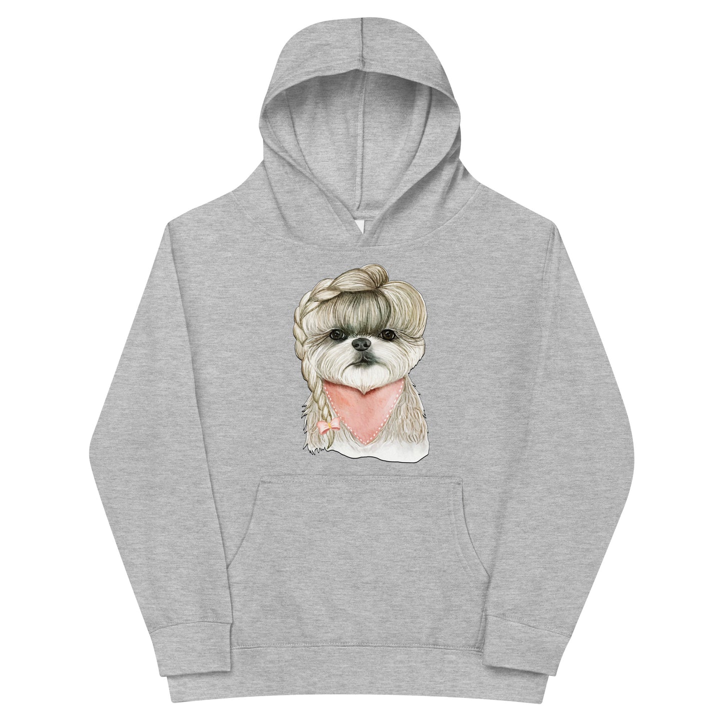 Adorable Dog with Hair Braids Ribbon Hoodie, No. 0564