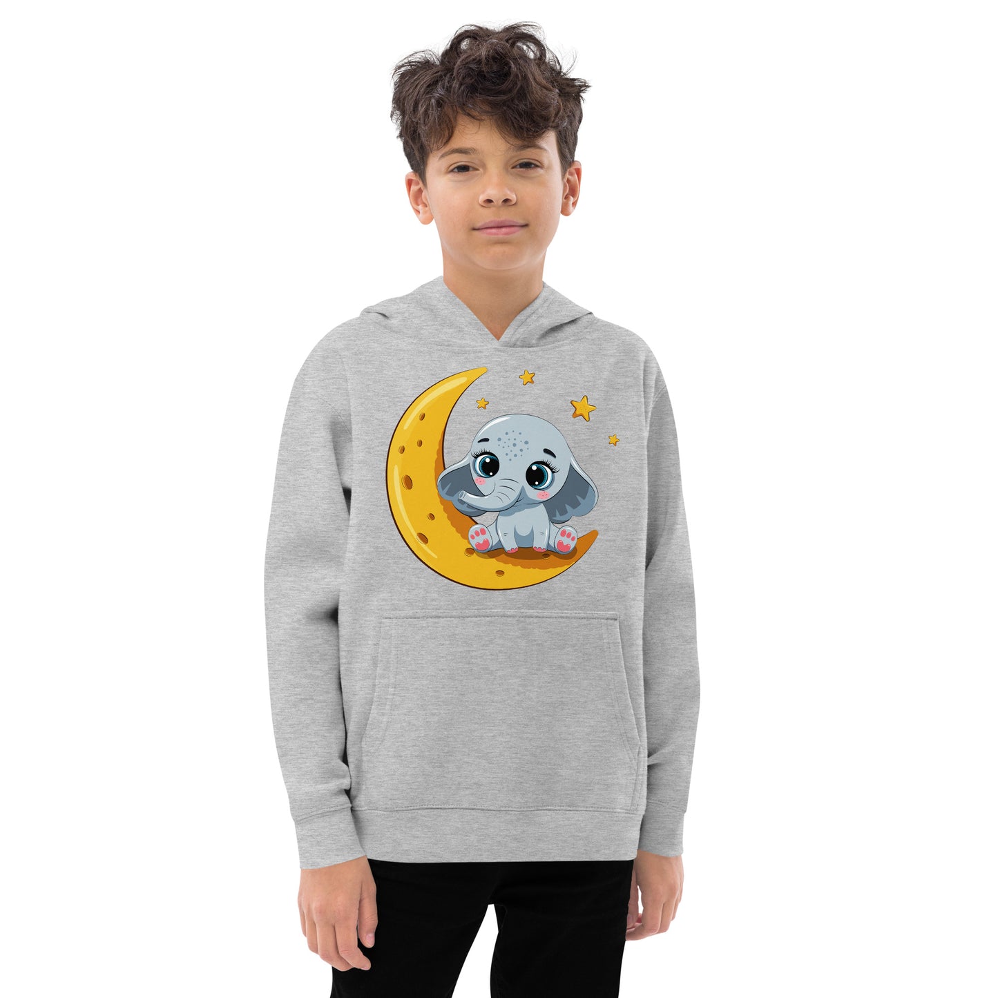 Cute Baby Elephant Sitting on the Moon Hoodie, No. 0085