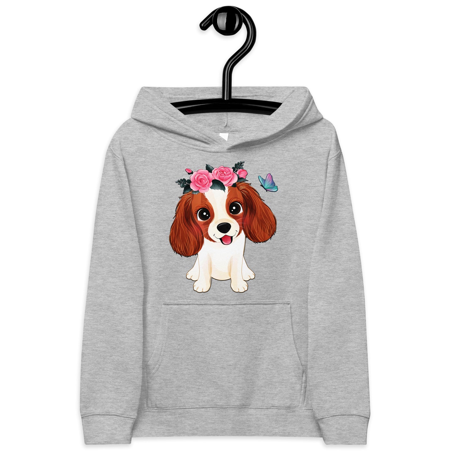 Cute Little Cavalier King Charles Dog with Flowers Hoodie, No. 0353