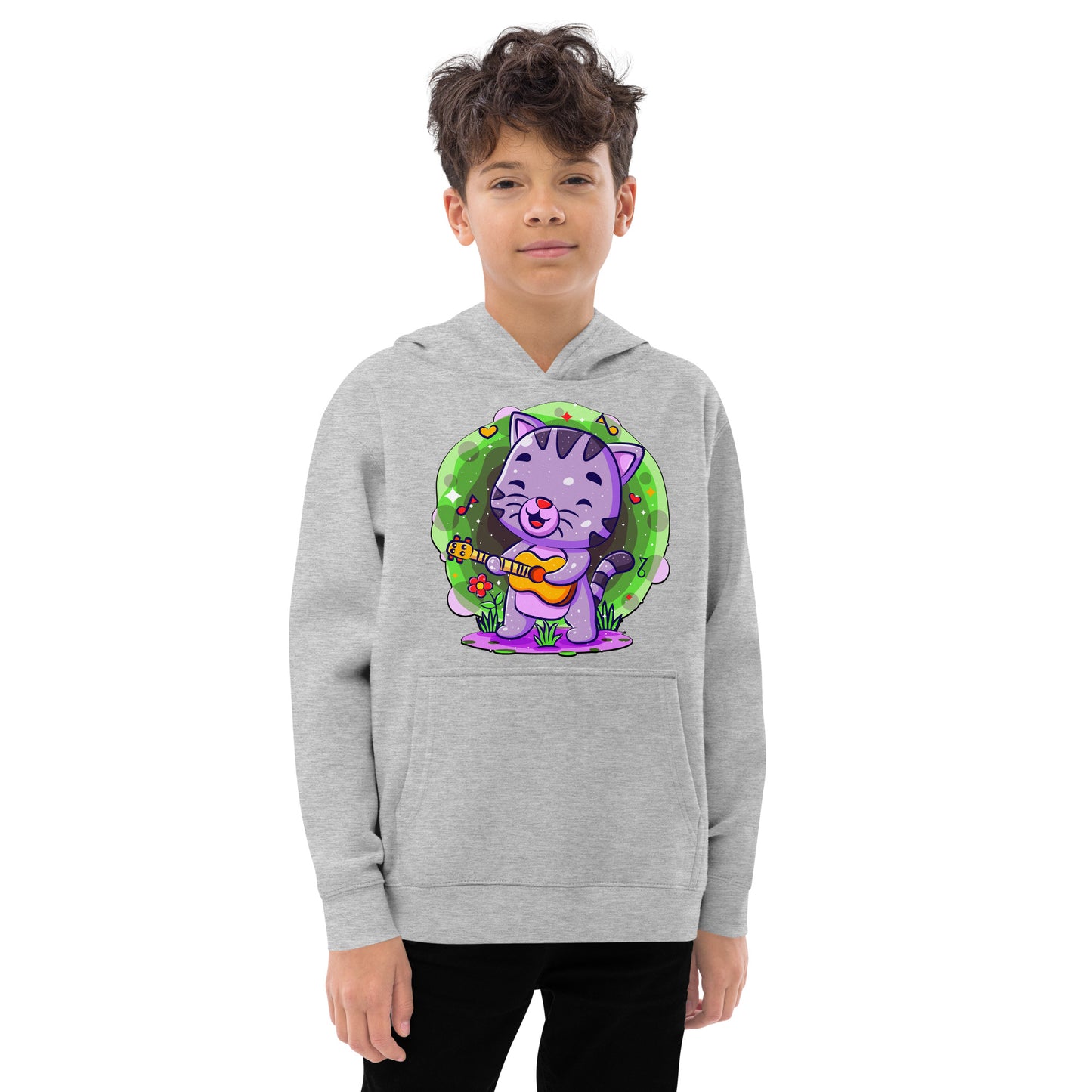 Lovely Cat Playing Guitar in the Garden Hoodie, No. 0536