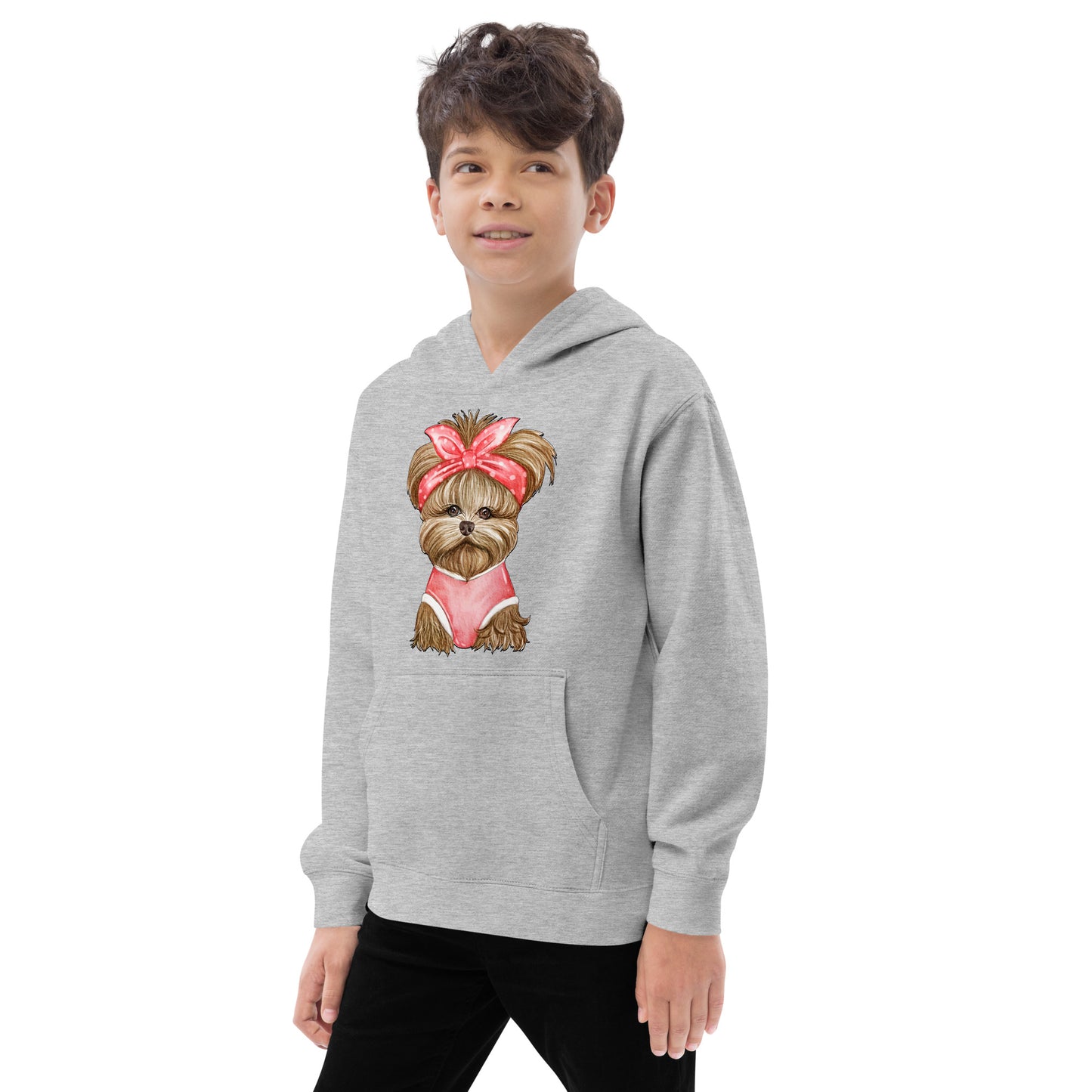 Adorable Dog with Red Ribbon Hoodie, No. 0566