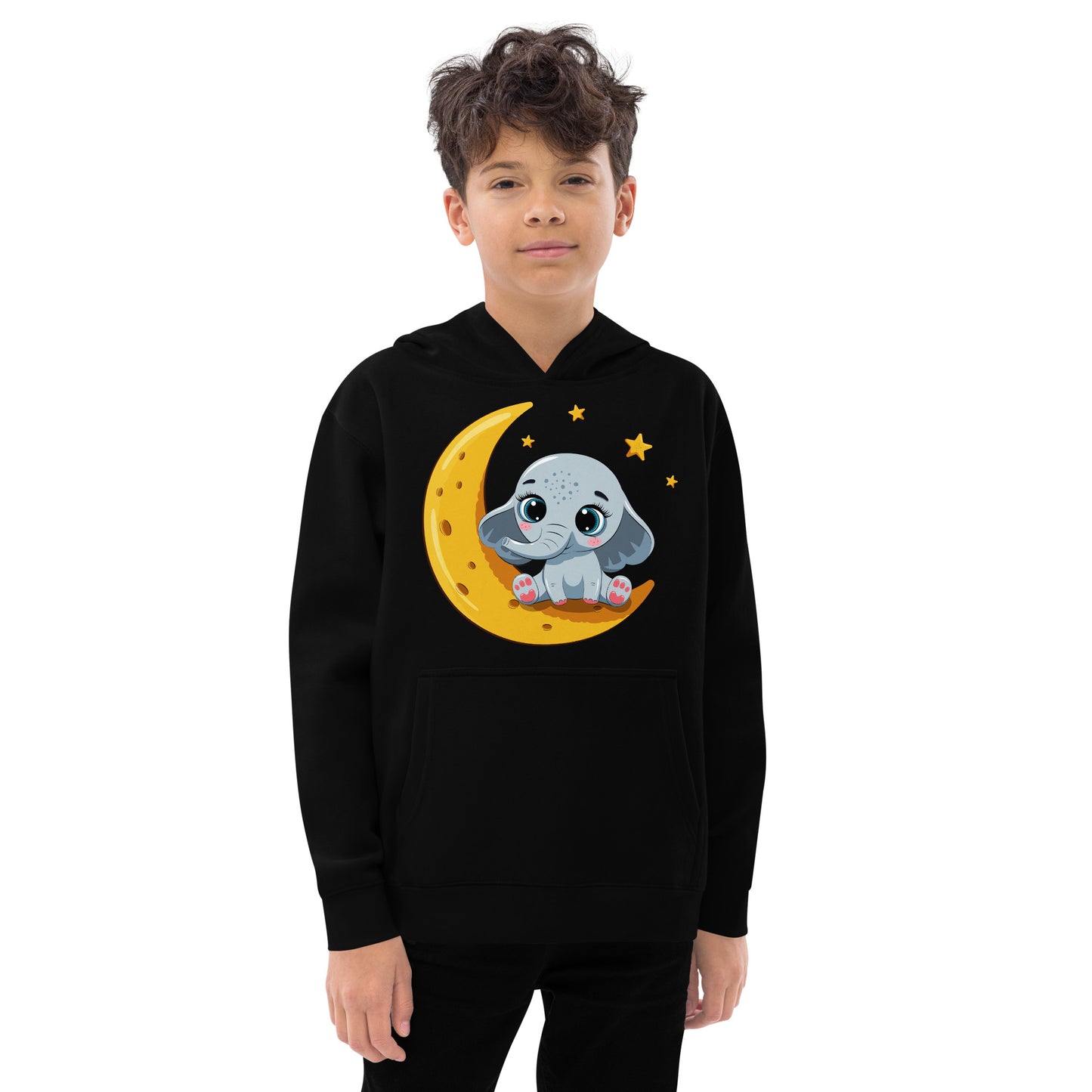 Cute Baby Elephant Sitting on the Moon Hoodie, No. 0085