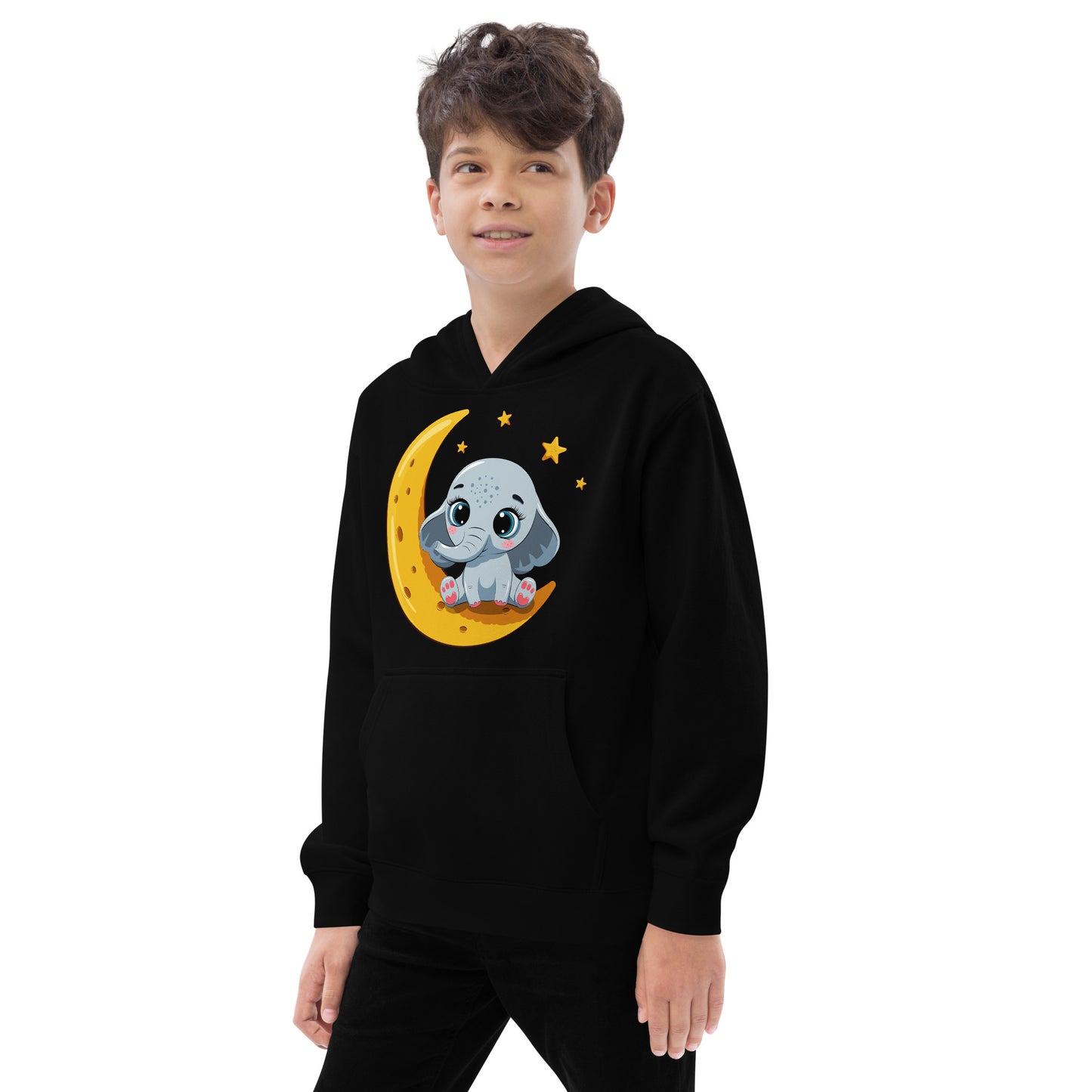 Cute Baby Elephant Sitting on the Moon Hoodie, No. 0085